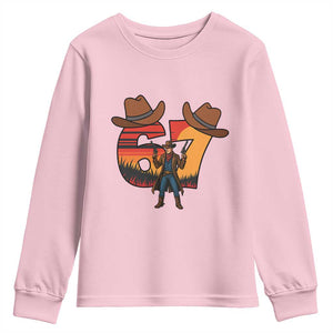 Six Seven Meme Cowboy Youth Sweatshirt Funny Western 67 Trend Gift TS12 Light Pink Print Your Wear