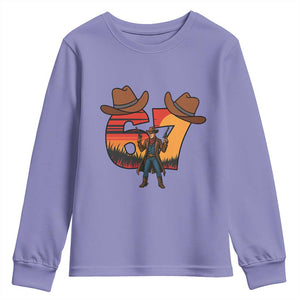 Six Seven Meme Cowboy Youth Sweatshirt Funny Western 67 Trend Gift TS12 Violet Print Your Wear