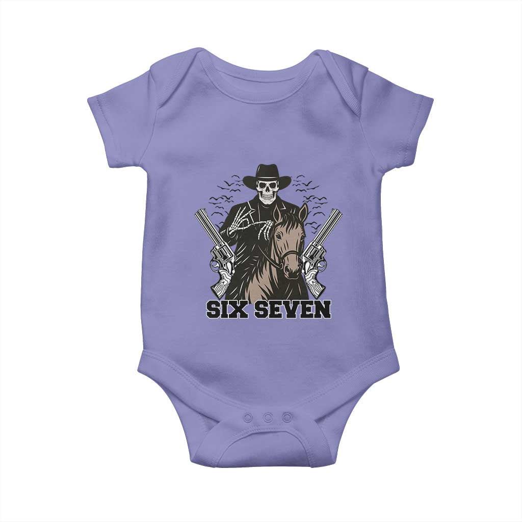 Six Seven Meme Skeleton Cowboy Baby Onesie Funny Western Gift TS12 Violet Print Your Wear