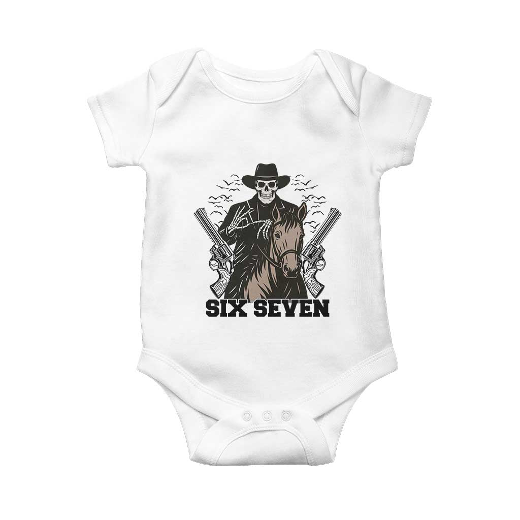 Six Seven Meme Skeleton Cowboy Baby Onesie Funny Western Gift TS12 White Print Your Wear