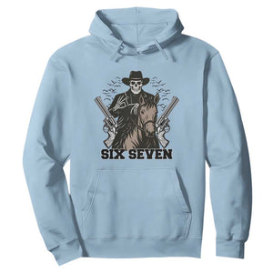 Six Seven Meme Skeleton Cowboy Hoodie Funny Western Gift TS12 Light Blue Print Your Wear