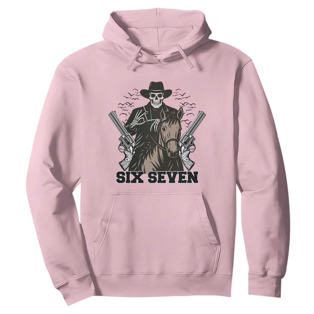 Six Seven Meme Skeleton Cowboy Hoodie Funny Western Gift TS12 Light Pink Print Your Wear