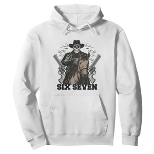 Six Seven Meme Skeleton Cowboy Hoodie Funny Western Gift TS12 White Print Your Wear