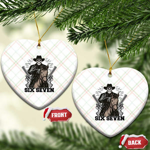 Six Seven Meme Skeleton Cowboy Ceramic Ornament Funny Western Gift TS12 Print Your Wear