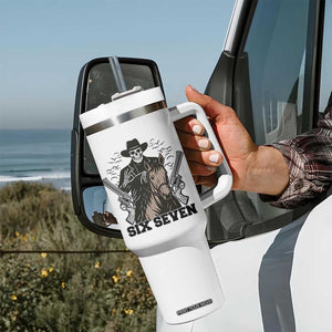 Six Seven Meme Skeleton Cowboy Tumbler With Handle Funny Western Gift TS12 Print Your Wear