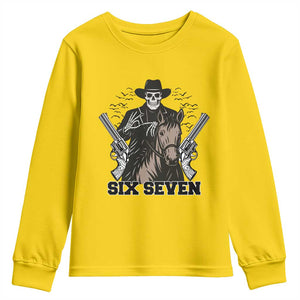 Six Seven Meme Skeleton Cowboy Youth Sweatshirt Funny Western Gift TS12 Daisy Print Your Wear