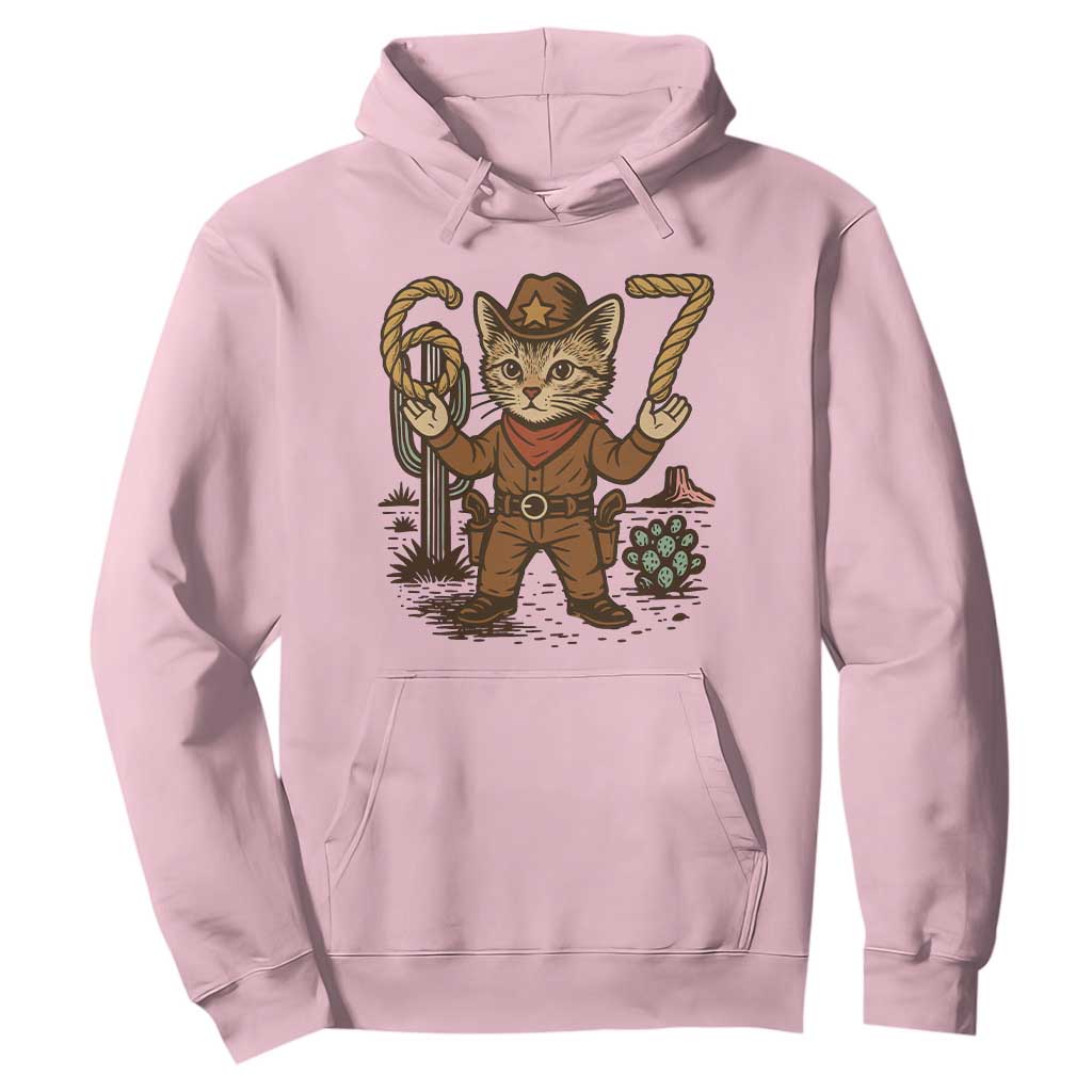 Funny Cowcat Six Seven Meme Hoodie Gen Alpha 67 Trend Gift TS12 Light Pink Print Your Wear