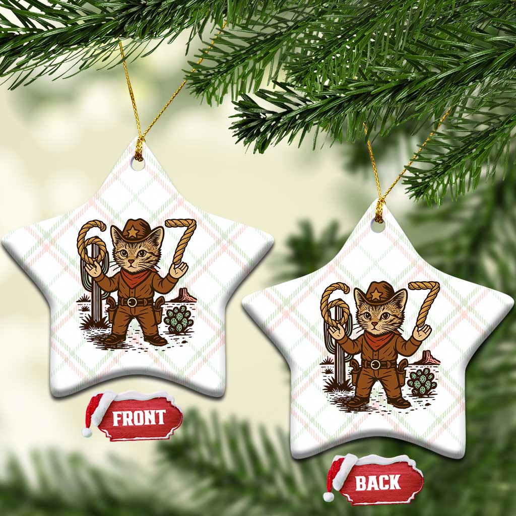 Funny Cowcat Six Seven Meme Ceramic Ornament Gen Alpha 67 Trend Gift TS12 Print Your Wear