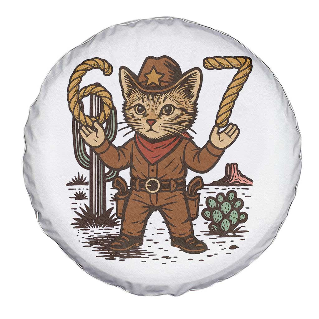 Funny Cowcat Six Seven Meme Spare Tire Cover Gen Alpha 67 Trend Gift TS12 Print Your Wear