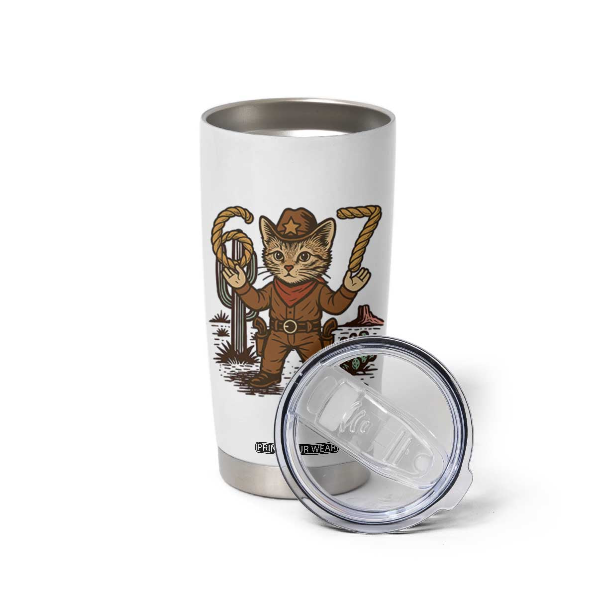 Funny Cowcat Six Seven Meme Tumbler Cup Gen Alpha 67 Trend Gift TS12 Print Your Wear