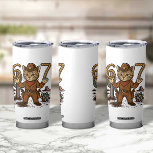 Funny Cowcat Six Seven Meme Tumbler Cup Gen Alpha 67 Trend Gift TS12 Print Your Wear