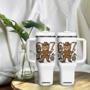 Funny Cowcat Six Seven Meme Tumbler With Handle Gen Alpha 67 Trend Gift TS12 Print Your Wear