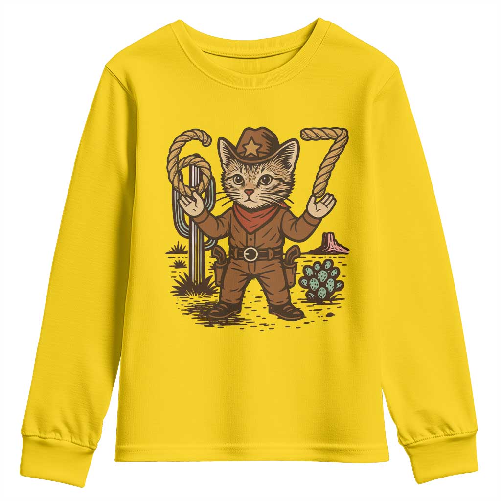 Funny Cowcat Six Seven Meme Youth Sweatshirt Gen Alpha 67 Trend Gift TS12 Daisy Print Your Wear