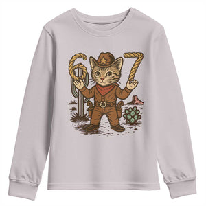 Funny Cowcat Six Seven Meme Youth Sweatshirt Gen Alpha 67 Trend Gift TS12 Ice Gray Print Your Wear