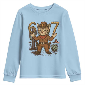 Funny Cowcat Six Seven Meme Youth Sweatshirt Gen Alpha 67 Trend Gift TS12 Light Blue Print Your Wear