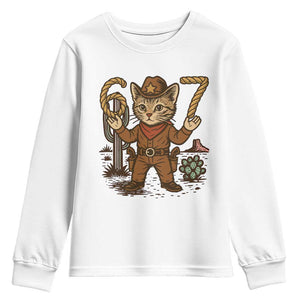 Funny Cowcat Six Seven Meme Youth Sweatshirt Gen Alpha 67 Trend Gift TS12 White Print Your Wear