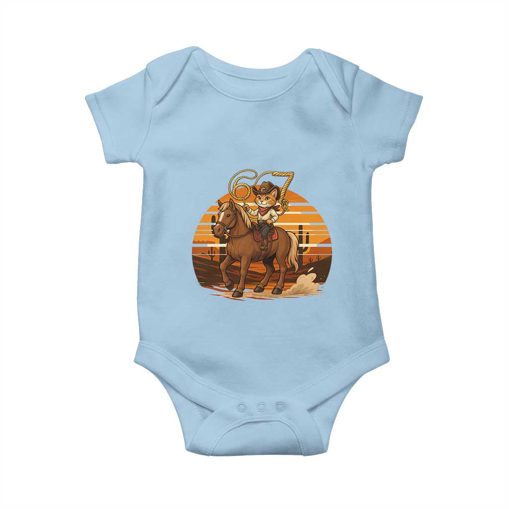 Funny Cowcat Six Seven Meme Baby Onesie Western 67 Trend Gift TS12 Light Blue Print Your Wear