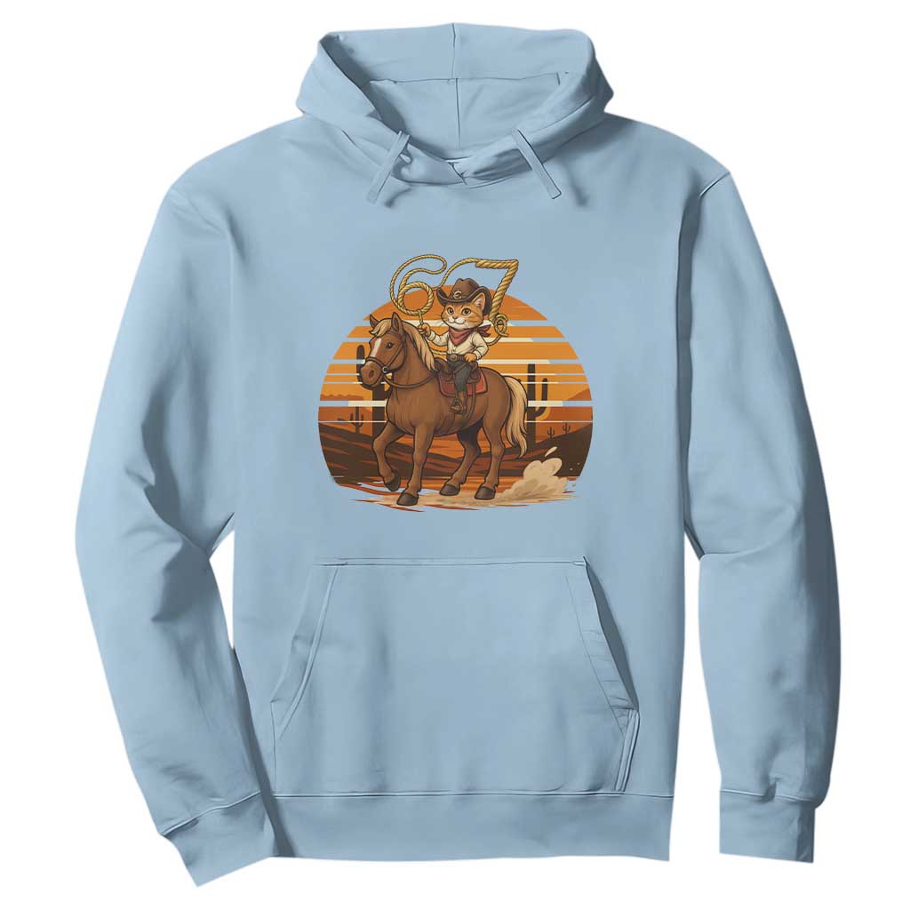 Funny Cowcat Six Seven Meme Hoodie Western 67 Trend Gift TS12 Light Blue Print Your Wear