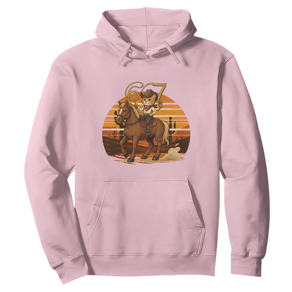 Funny Cowcat Six Seven Meme Hoodie Western 67 Trend Gift TS12 Light Pink Print Your Wear