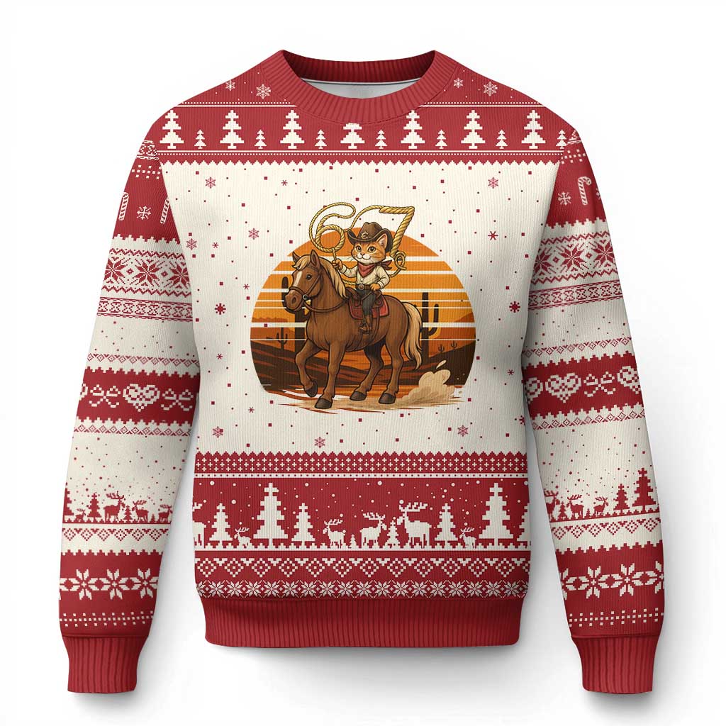 Funny Cowcat Six Seven Meme Ugly Christmas Sweater Western 67 Trend Gift TS12 Beige Red Print Your Wear