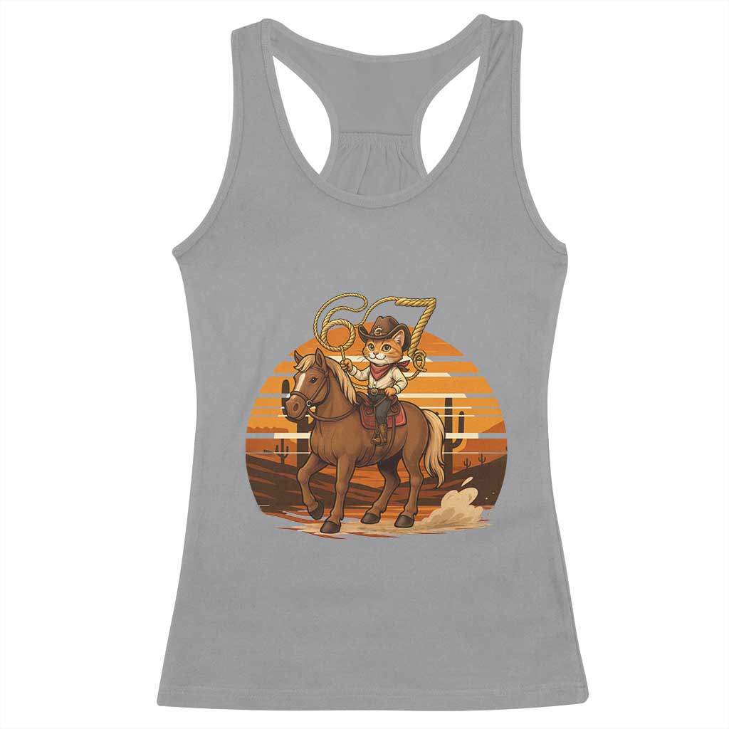 Funny Cowcat Six Seven Meme Racerback Tank Top Western 67 Trend Gift TS12 Sport Gray Print Your Wear