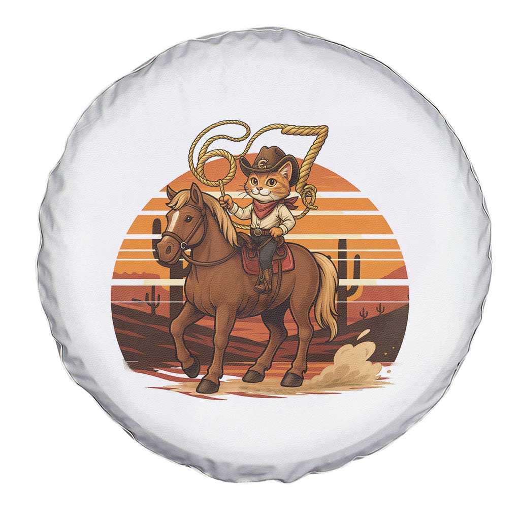 Funny Cowcat Six Seven Meme Spare Tire Cover Western 67 Trend Gift TS12 Print Your Wear