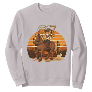 Funny Cowcat Six Seven Meme Sweatshirt Western 67 Trend Gift TS12 Ice Gray Print Your Wear