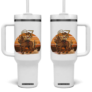 Funny Cowcat Six Seven Meme Tumbler With Handle Western 67 Trend Gift TS12 One Size: 40 oz White Print Your Wear