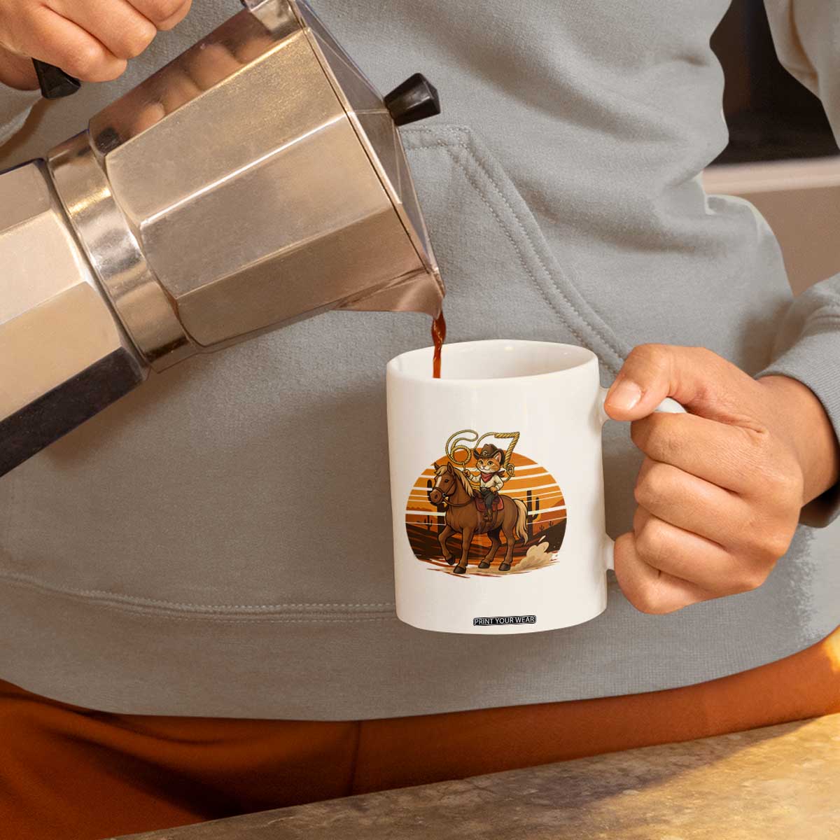 Funny Cowcat Six Seven Meme Coffee Mug Western 67 Trend Gift TS12 Print Your Wear