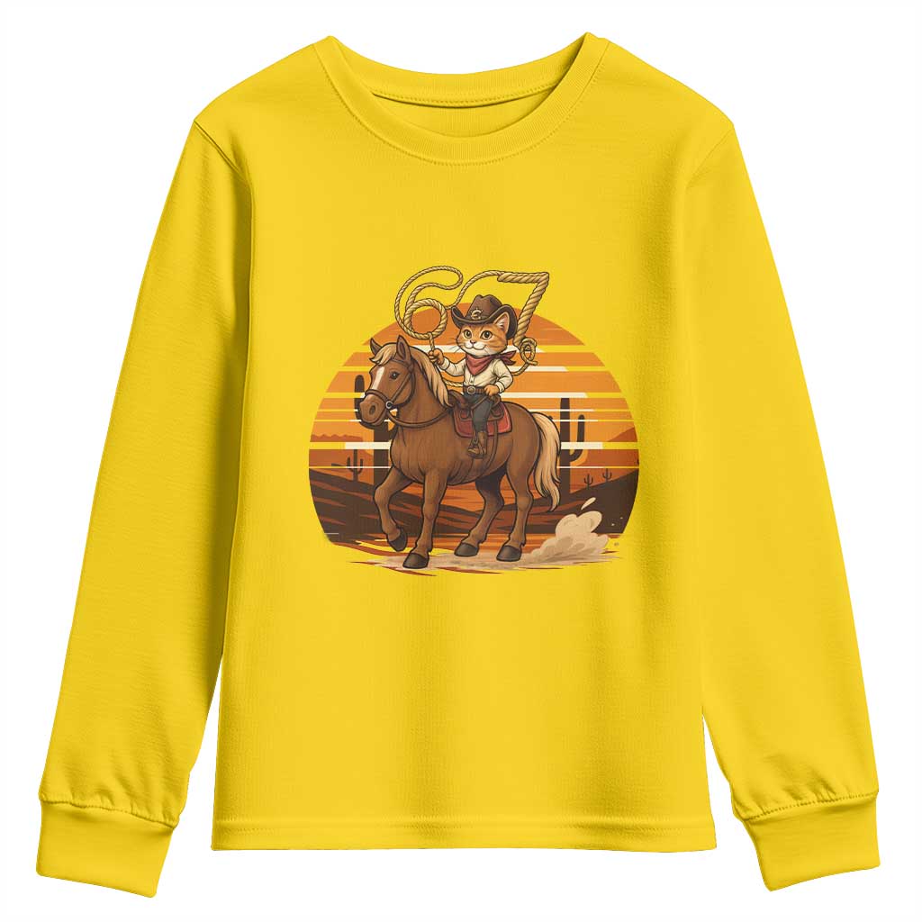 Funny Cowcat Six Seven Meme Youth Sweatshirt Western 67 Trend Gift TS12 Daisy Print Your Wear