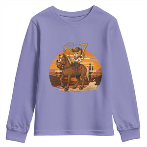 Funny Cowcat Six Seven Meme Youth Sweatshirt Western 67 Trend Gift TS12 Violet Print Your Wear