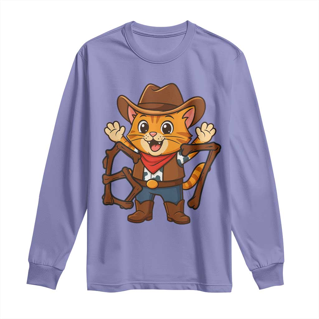 Funny Six Seven Meme Cowcat Long Sleeve Shirt Gen Alpha Slang Gift TS12 Violet Print Your Wear