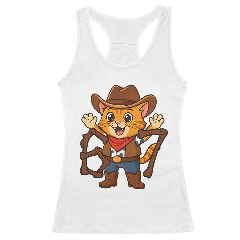 Funny Six Seven Meme Cowcat Racerback Tank Top Gen Alpha Slang Gift TS12 White Print Your Wear