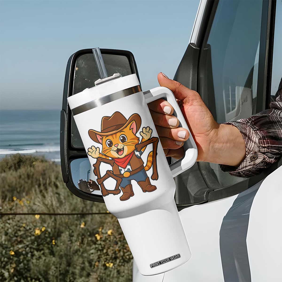 Funny Six Seven Meme Cowcat Tumbler With Handle Gen Alpha Slang Gift TS12 Print Your Wear