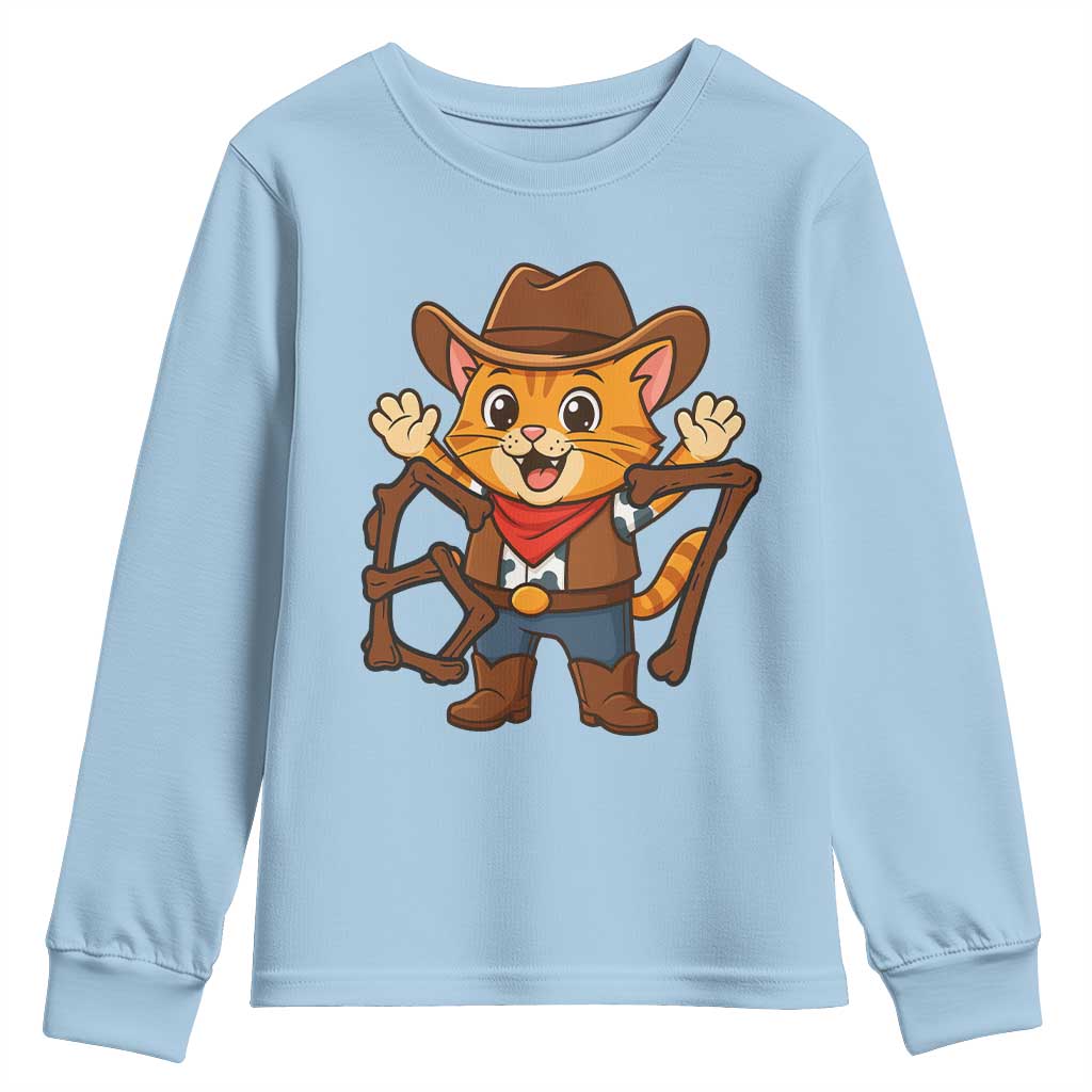 Funny Six Seven Meme Cowcat Youth Sweatshirt Gen Alpha Slang Gift TS12 Light Blue Print Your Wear