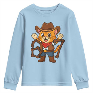 Funny Six Seven Meme Cowcat Youth Sweatshirt Gen Alpha Slang Gift TS12 Light Blue Print Your Wear