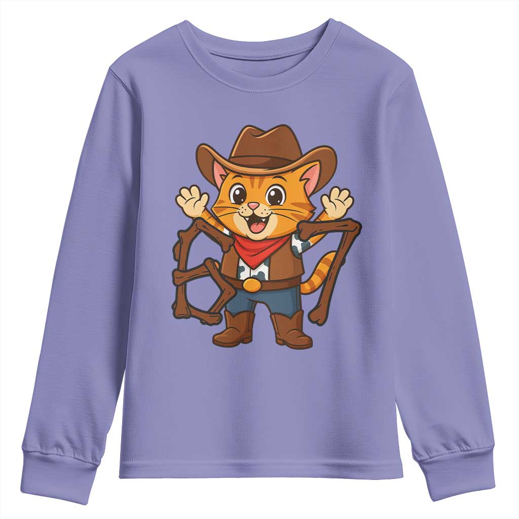Funny Six Seven Meme Cowcat Youth Sweatshirt Gen Alpha Slang Gift TS12 Violet Print Your Wear