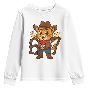 Funny Six Seven Meme Cowcat Youth Sweatshirt Gen Alpha Slang Gift TS12 White Print Your Wear