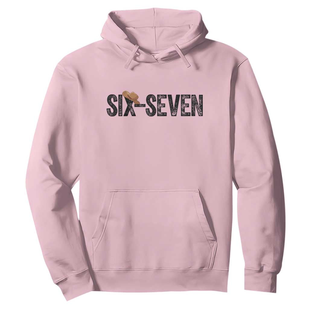 Six Seven Meme Gen Alpha Cowboy Hat Hoodie Funny Western Gift TS12 Light Pink Print Your Wear