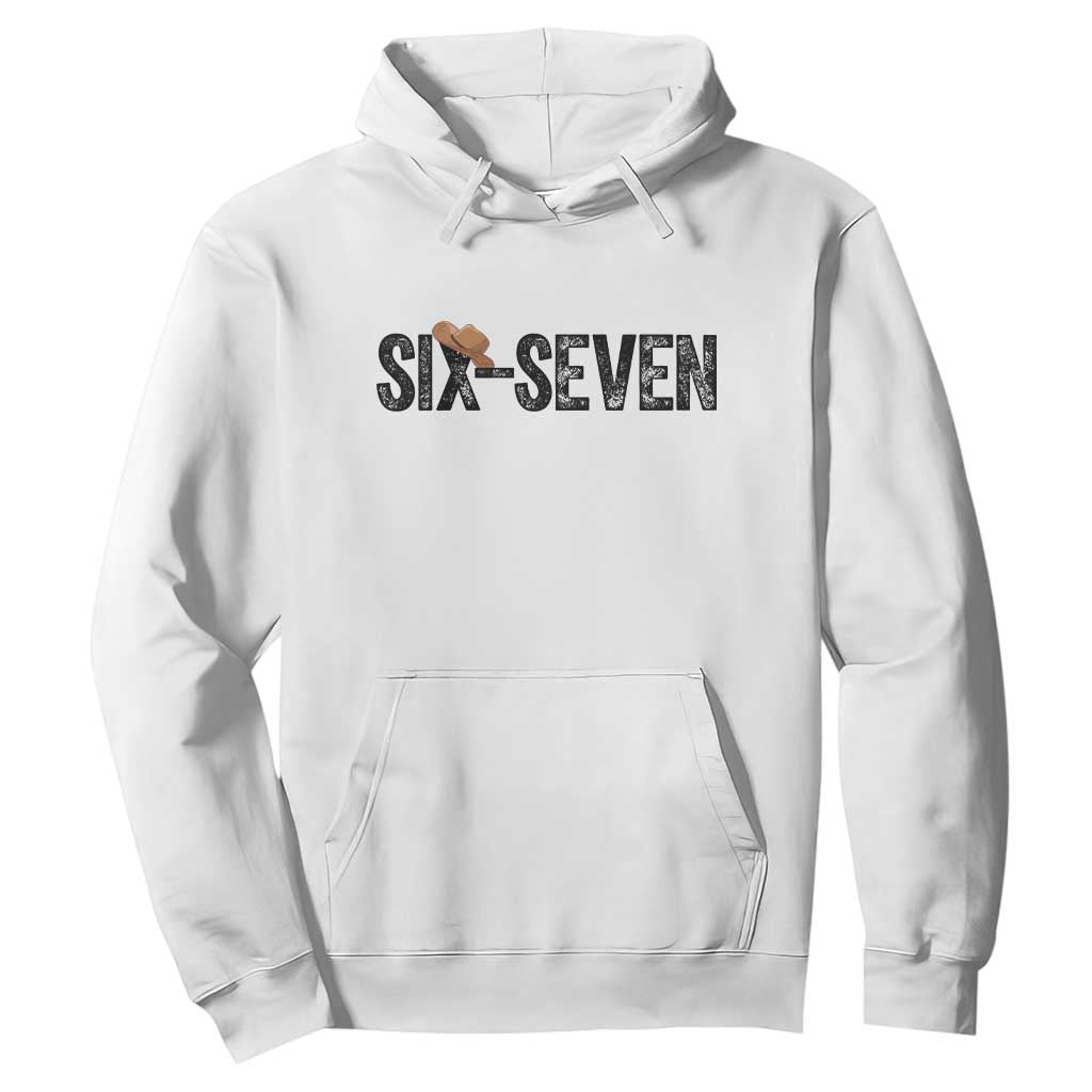 Six Seven Meme Gen Alpha Cowboy Hat Hoodie Funny Western Gift TS12 White Print Your Wear