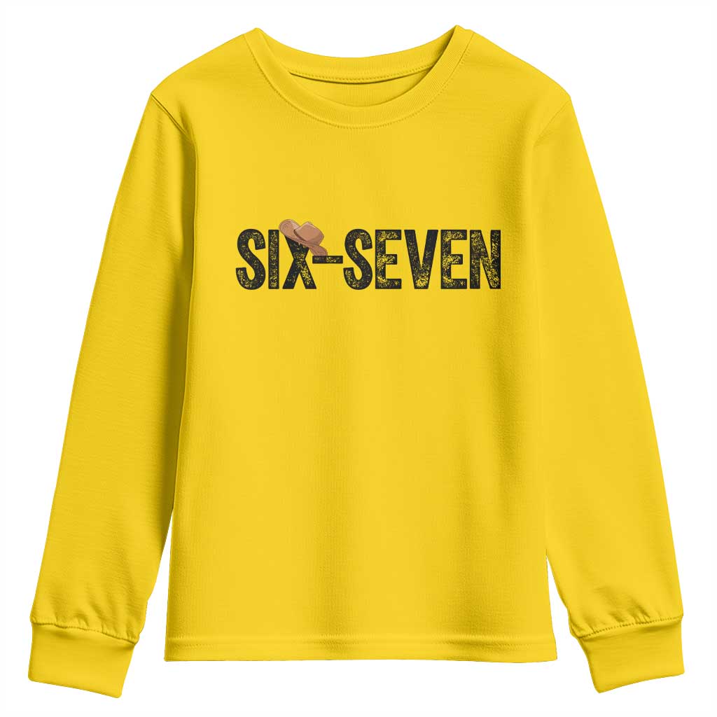Six Seven Meme Gen Alpha Cowboy Hat Youth Sweatshirt Funny Western Gift TS12 Daisy Print Your Wear