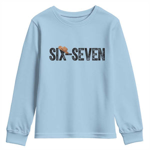 Six Seven Meme Gen Alpha Cowboy Hat Youth Sweatshirt Funny Western Gift TS12 Light Blue Print Your Wear