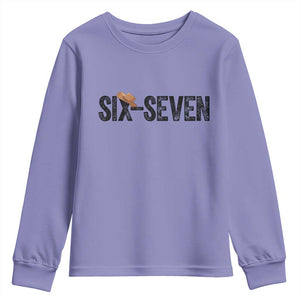 Six Seven Meme Gen Alpha Cowboy Hat Youth Sweatshirt Funny Western Gift TS12 Violet Print Your Wear