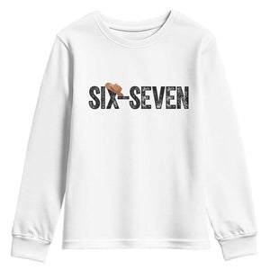 Six Seven Meme Gen Alpha Cowboy Hat Youth Sweatshirt Funny Western Gift TS12 White Print Your Wear