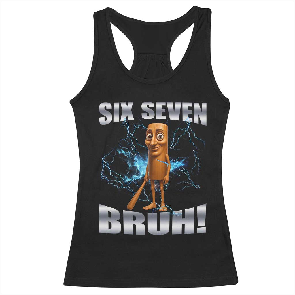 Tung Tung Sahur Six Seven Meme Racerback Tank Top Funny 67 Gen Alpha Gift TS12 Black Print Your Wear