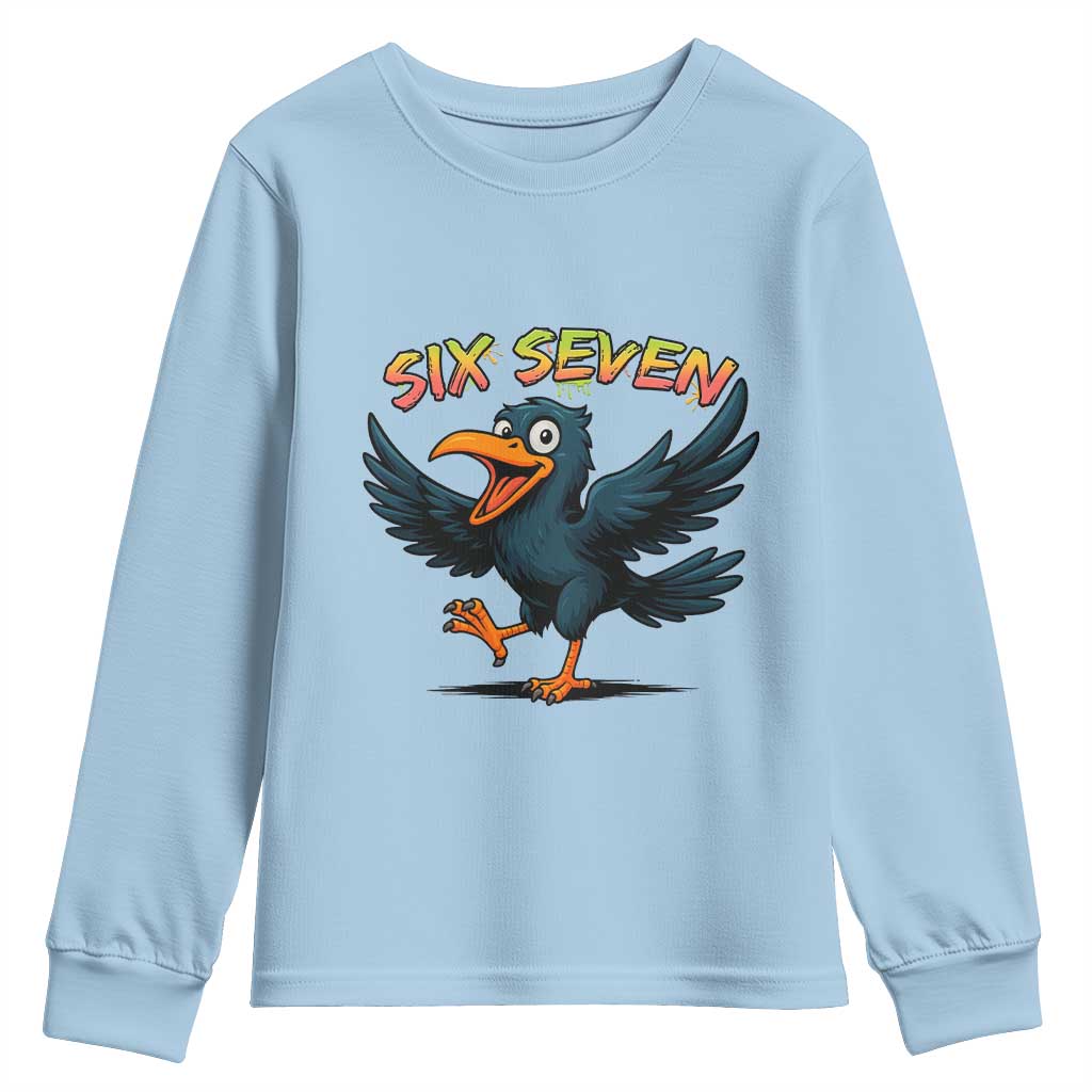 Funny Raven Six Seven Meme Trending Gift Youth Sweatshirt TS12 Light Blue Print Your Wear