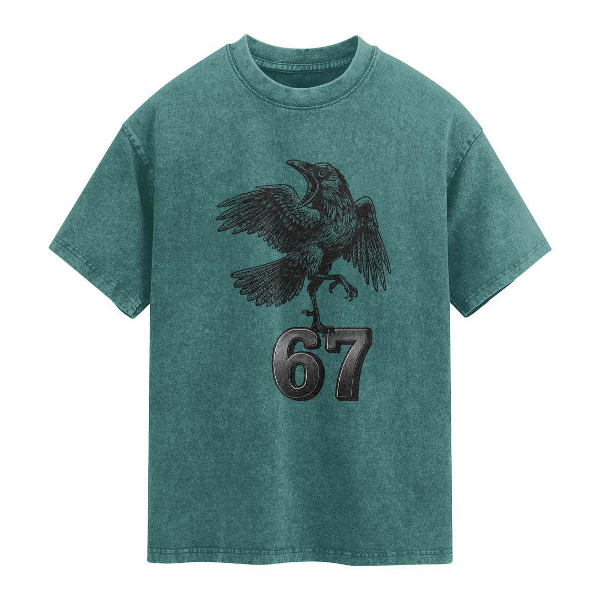 Funny Raven Brainrot Six Seven Meme Gift Washed Cotton T-Shirt