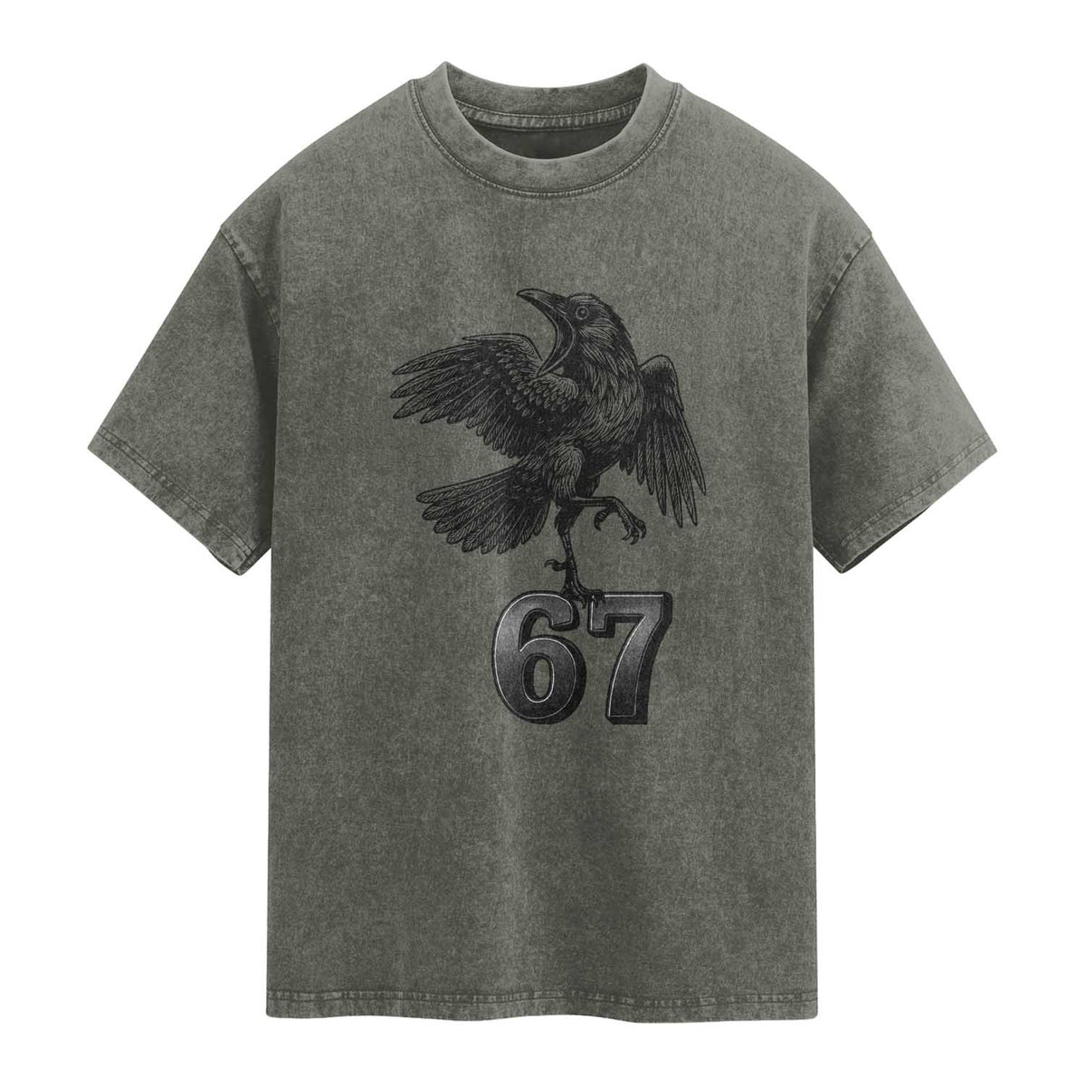 Funny Raven Brainrot Six Seven Meme Gift Washed Cotton T-Shirt