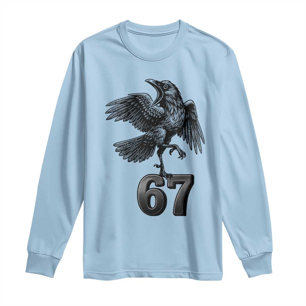 Funny Raven Brainrot Six Seven Meme Gift Long Sleeve Shirt TS12 Light Blue Print Your Wear