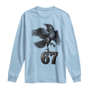 Funny Raven Brainrot Six Seven Meme Gift Long Sleeve Shirt TS12 Light Blue Print Your Wear